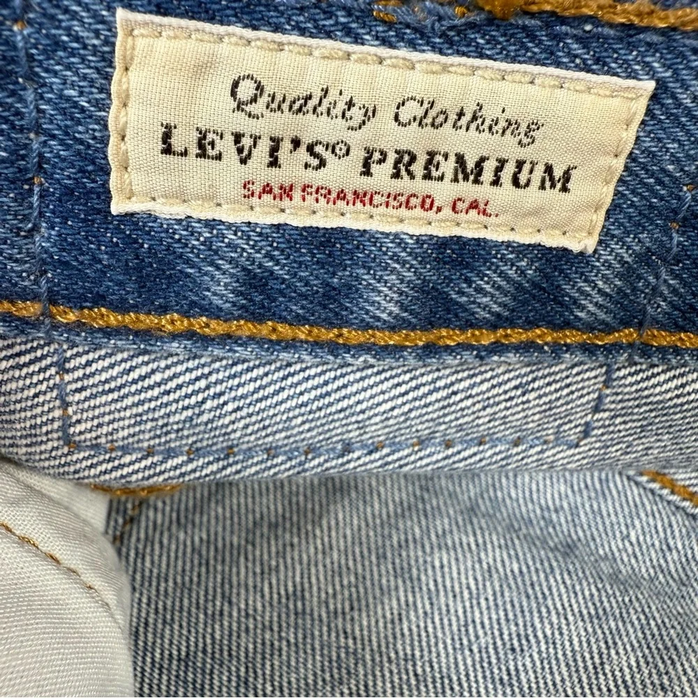Levi's Premium 501 Blue High Rise Distressed Jean Short Cutoff Shorts NWOT